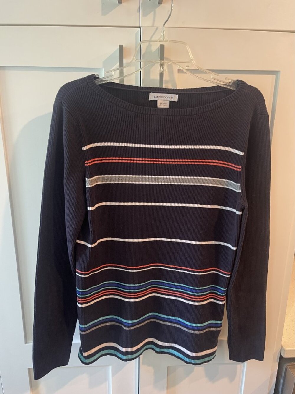 Liz Claiborne Navy Women's light weight Sweater - Size LG